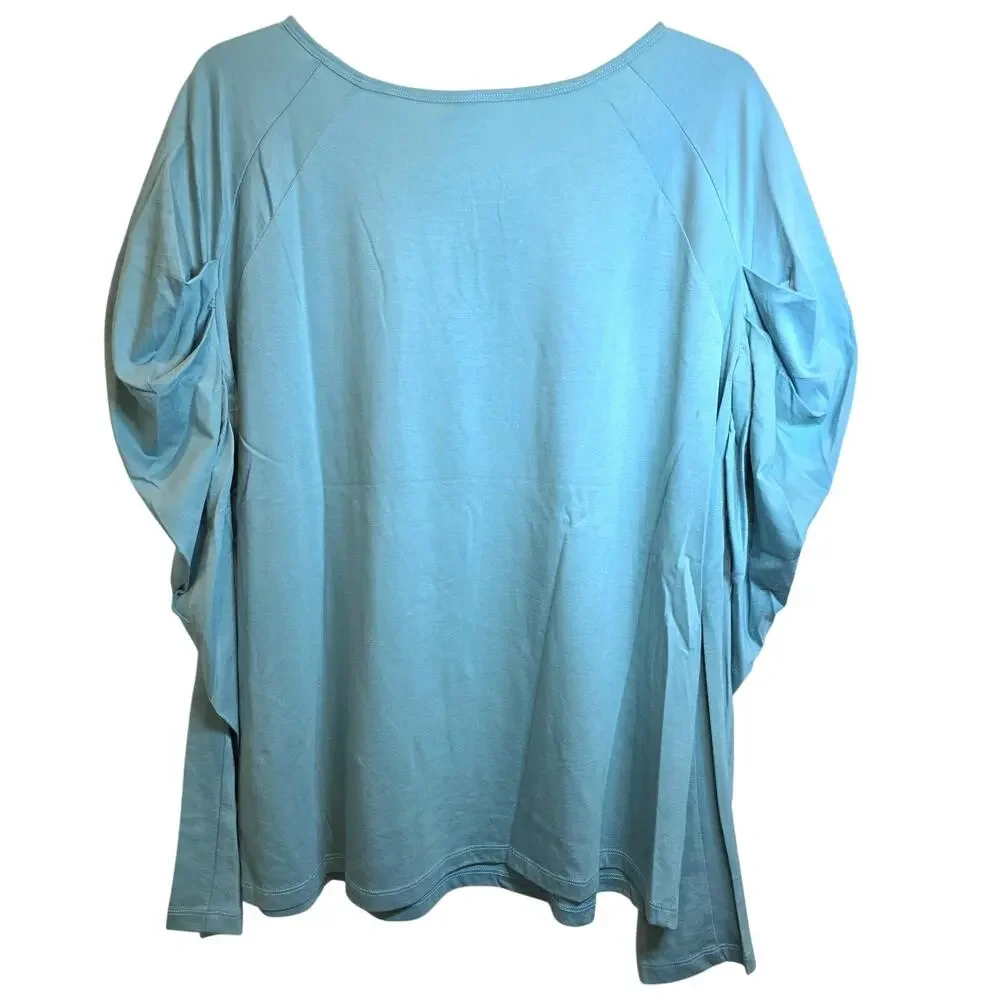 Sundance‎ Cascading Puff Long Sleeve Top Sz XL Green Blue Raglan Pullover Top - Picture 4 of 9